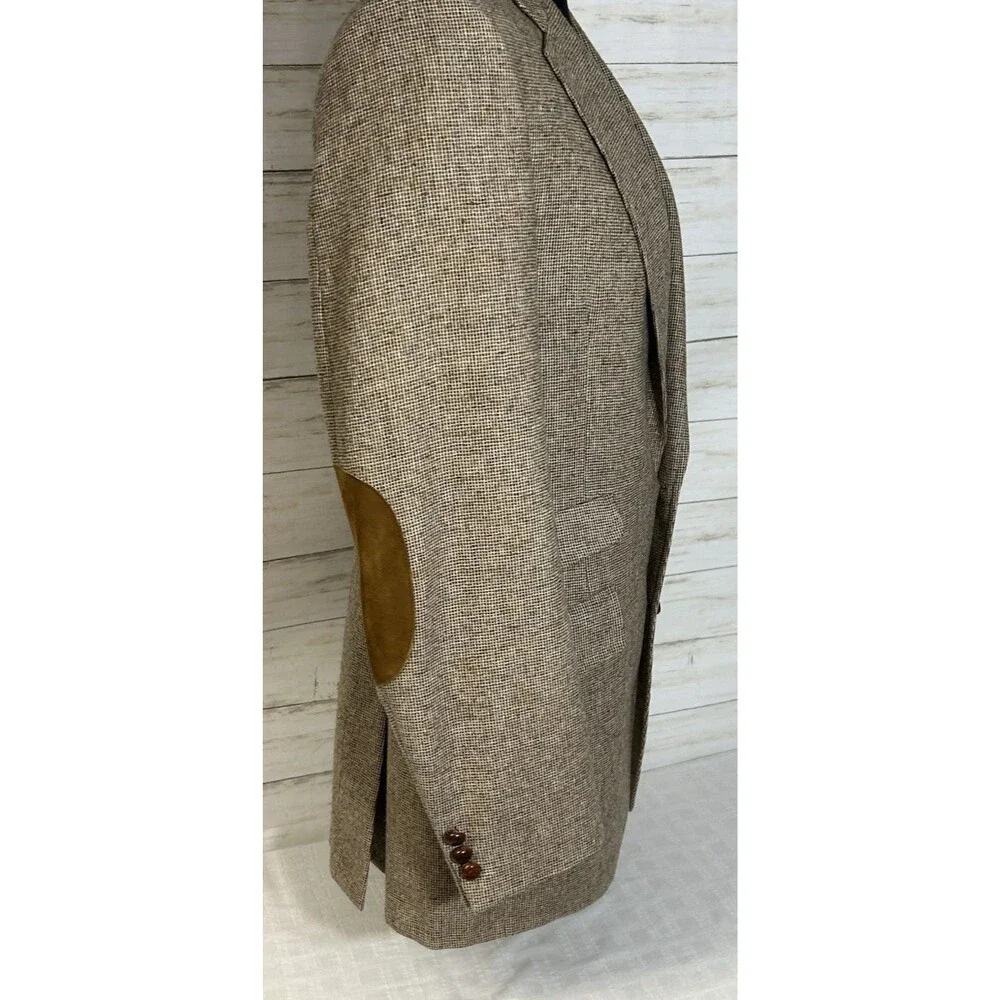 Vtg. John Weitz Palm Beach Harris Tweed Sport Coat Sz 40L Wool Blazer Union Made